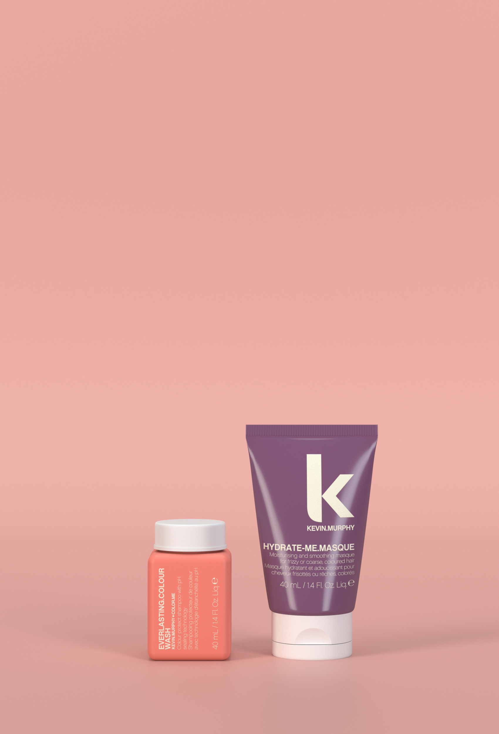 Small travel-size hair care products grouped together
