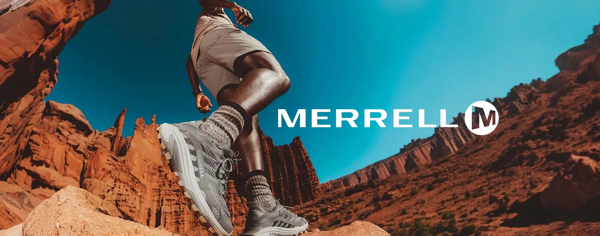 Merrell outdoor footwear and clothing display