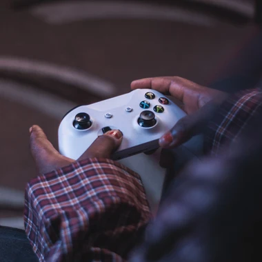 Gaming category display with game-related products and equipment